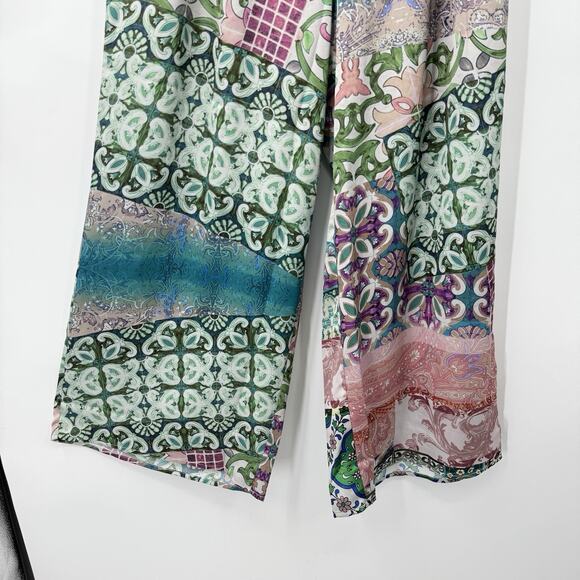 City Chic Wide Leg Paisley Summer Pants XXS size 12 Pull on Party Resort NWT - Picture 5 of 13